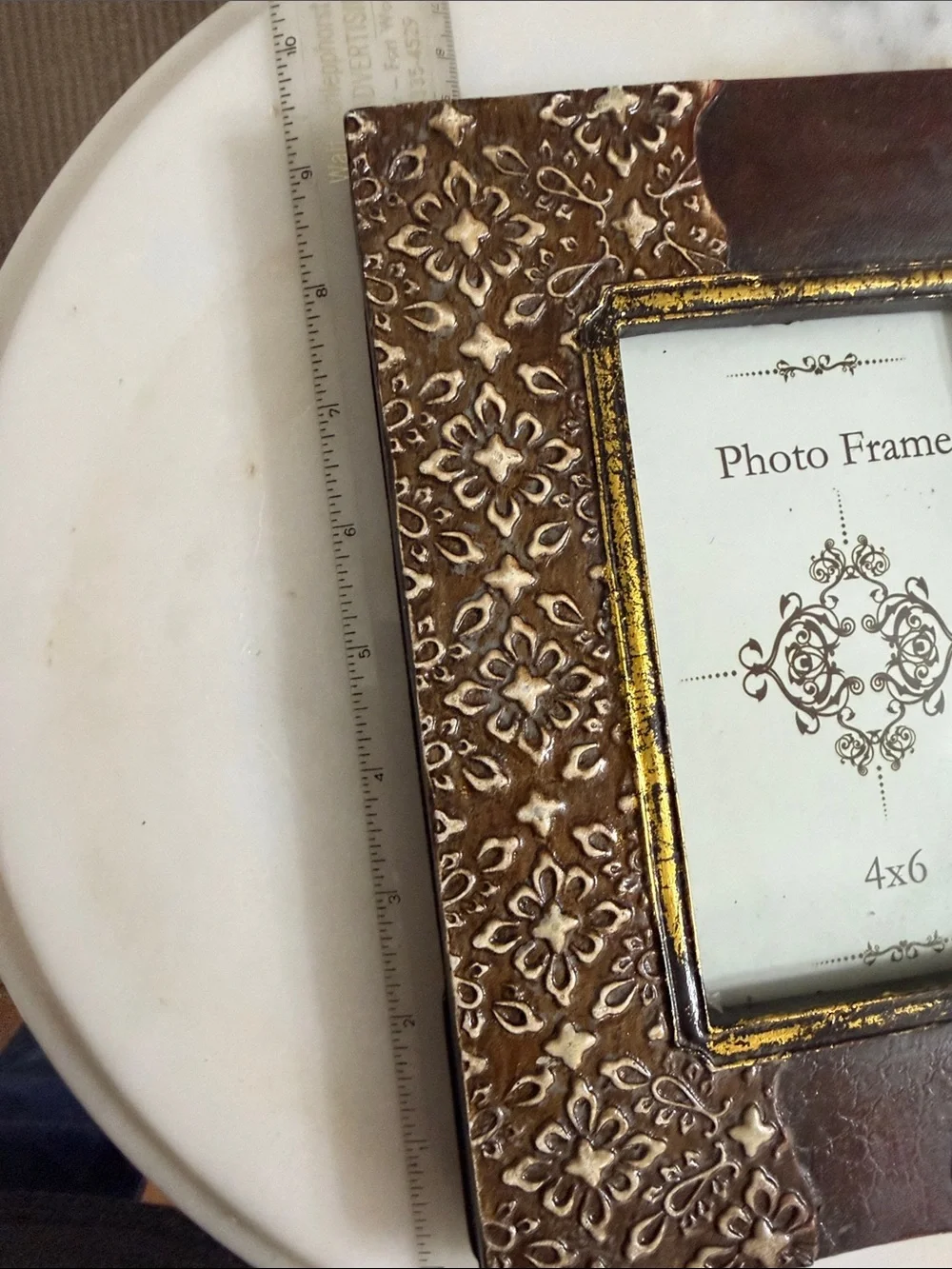 Ornate Brown and Gold Resin Decorative 4x6 Photo Frame Heavy